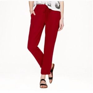 J.Crew Drapey Deep Red Drawstring Pant Size 6